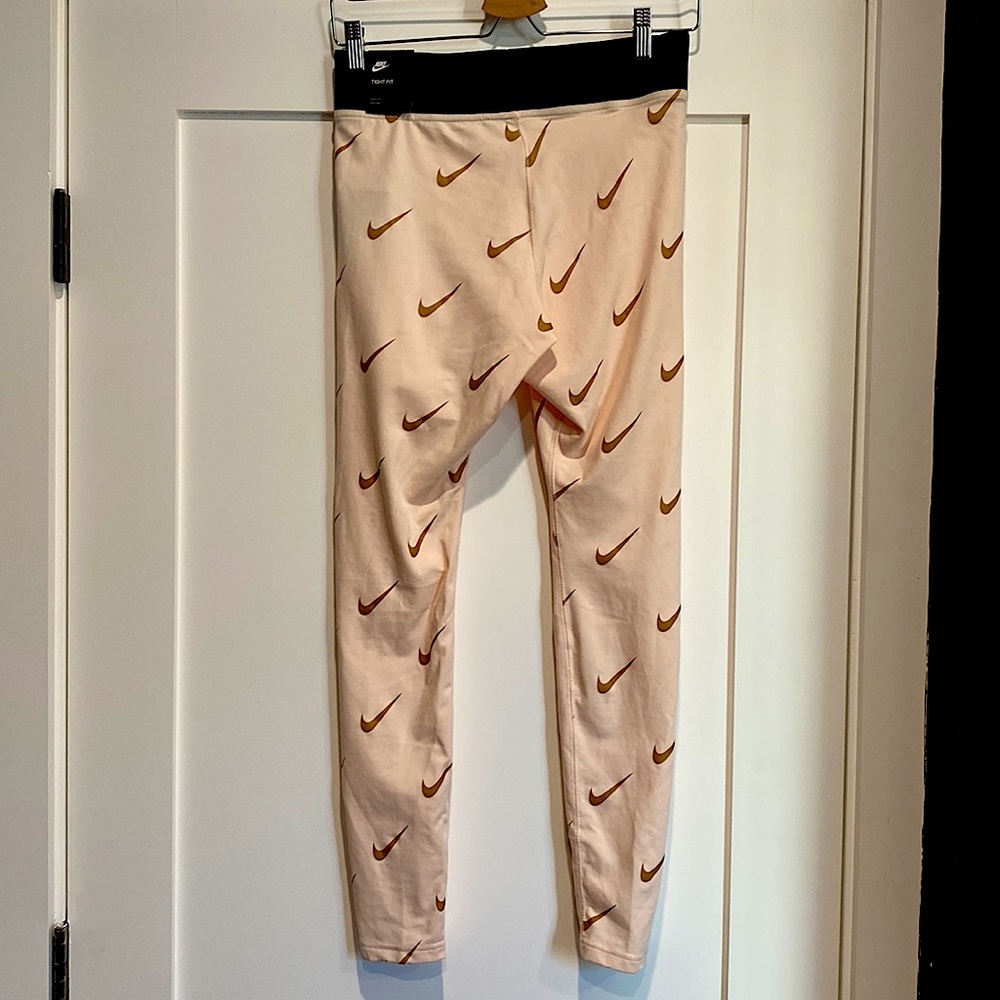 Nike Leggings - M - Pink with Gold swoosh marks